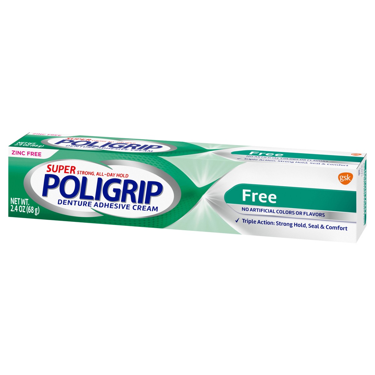 slide 8 of 8, Poligrip Super Free Denture Adhesive Cream, 2.4 oz