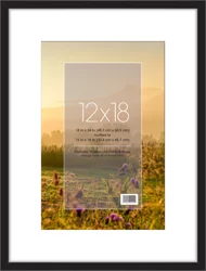 Mcs Thin Gallery Matted Poster Frame 18" X 24" Matted To 12" X 18", Black