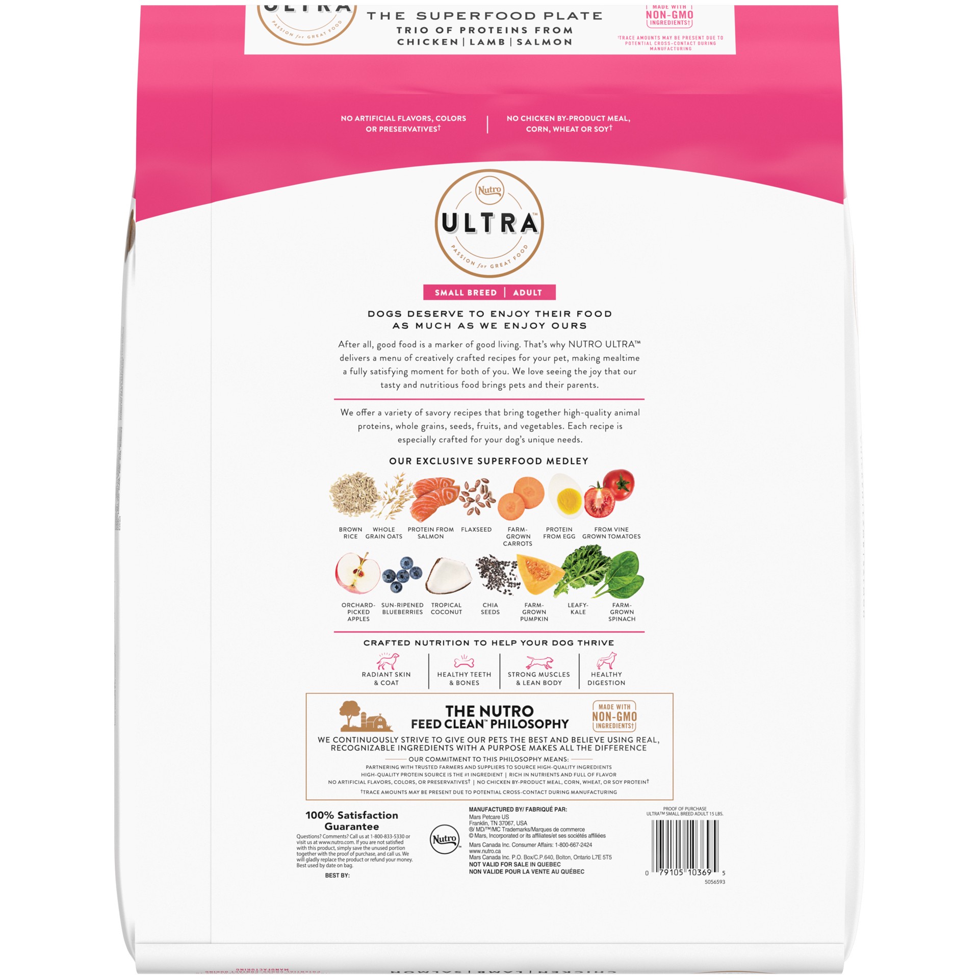 slide 5 of 5, Nutro Ultra Adult Small Breed High Protein Natural Dry Dog Food With A Trio Of Proteins From Chicken, Lamb And Salmon, 15 Lb. Bag, 15 Lb