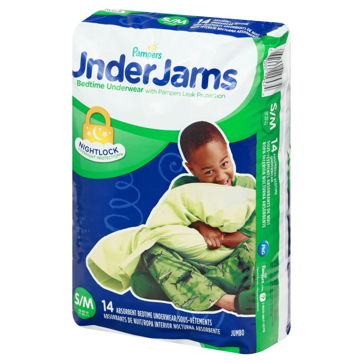 slide 6 of 10, Pampers UnderJams S/M (38-65 lb) Absorbent Jumbo Bedtime Underwear 14 ea, 14 ct