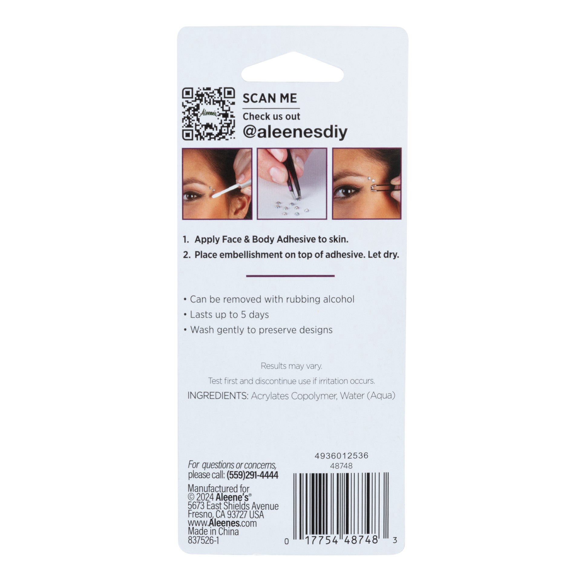 slide 2 of 3, Aleene's Premium Quality Face & Body Adhesive, 0.24 fl oz