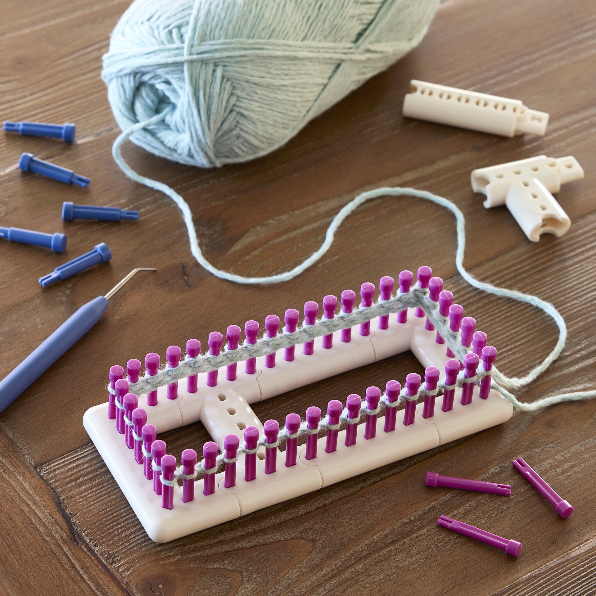 slide 3 of 5, Build-A-Loom Sock & Mitten Kit By Loops & Threads, 10.1 in x 3.1 in