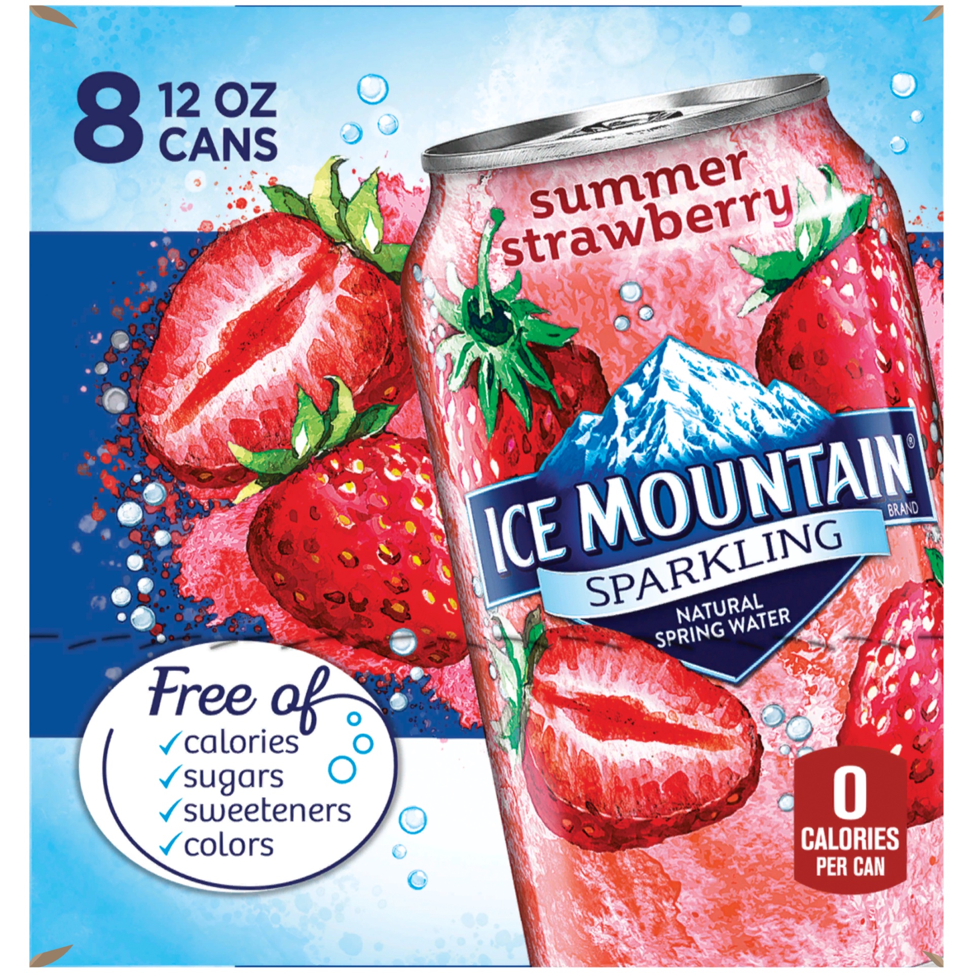 slide 2 of 6, Ice Mountain Strawberry Sparkling Natural Spring Water, 8 ct; 12 fl oz