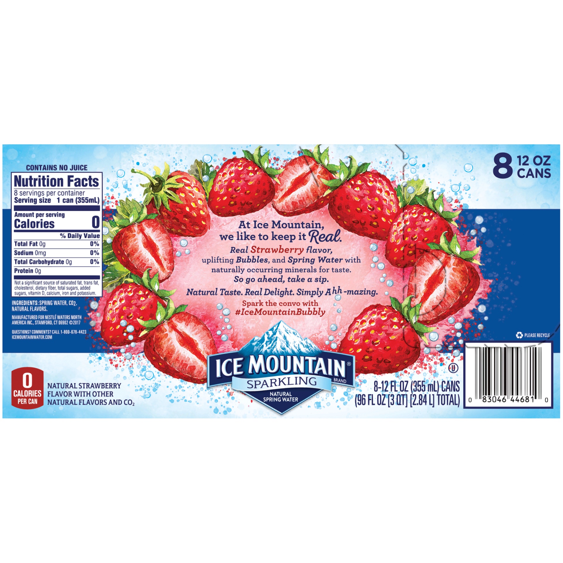 slide 4 of 6, Ice Mountain Strawberry Sparkling Natural Spring Water, 8 ct; 12 fl oz