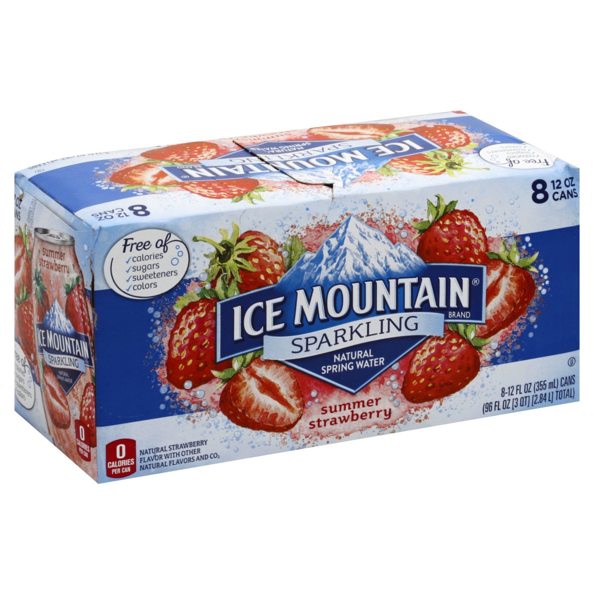 slide 1 of 6, Ice Mountain Strawberry Sparkling Natural Spring Water, 8 ct; 12 fl oz