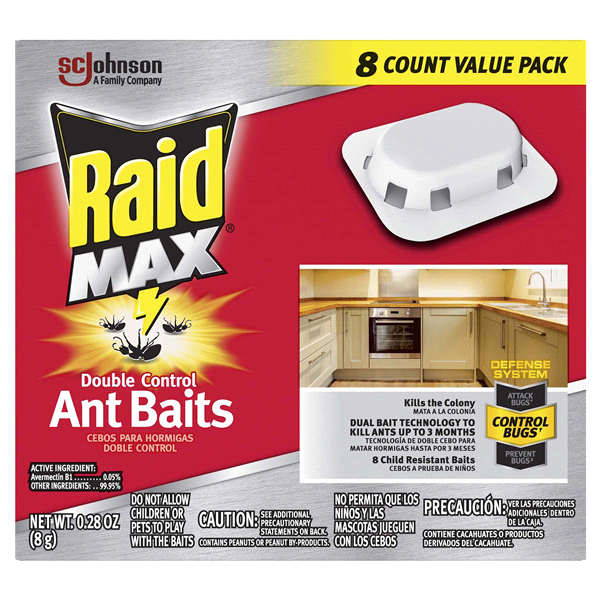slide 1 of 7, Raid Max Value Pack Double Control Ants Baits 8 ea, 8 ct