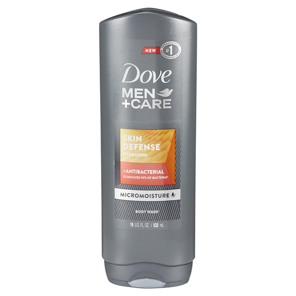 slide 1 of 1, Dove Men Skin Defense Antibacterial Body Wash, 18 oz