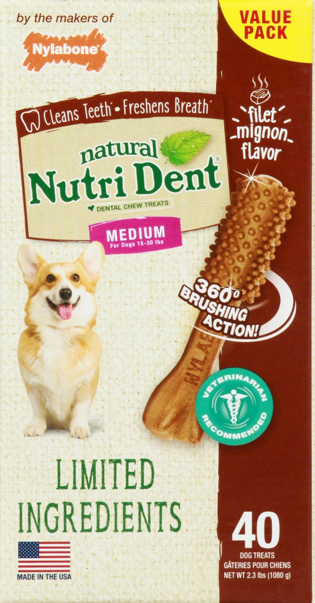 slide 7 of 9, Nutri Dent Value Pack Medium Filet Mignon Flavor Dental Chew Treats 40 ea, 40 ct