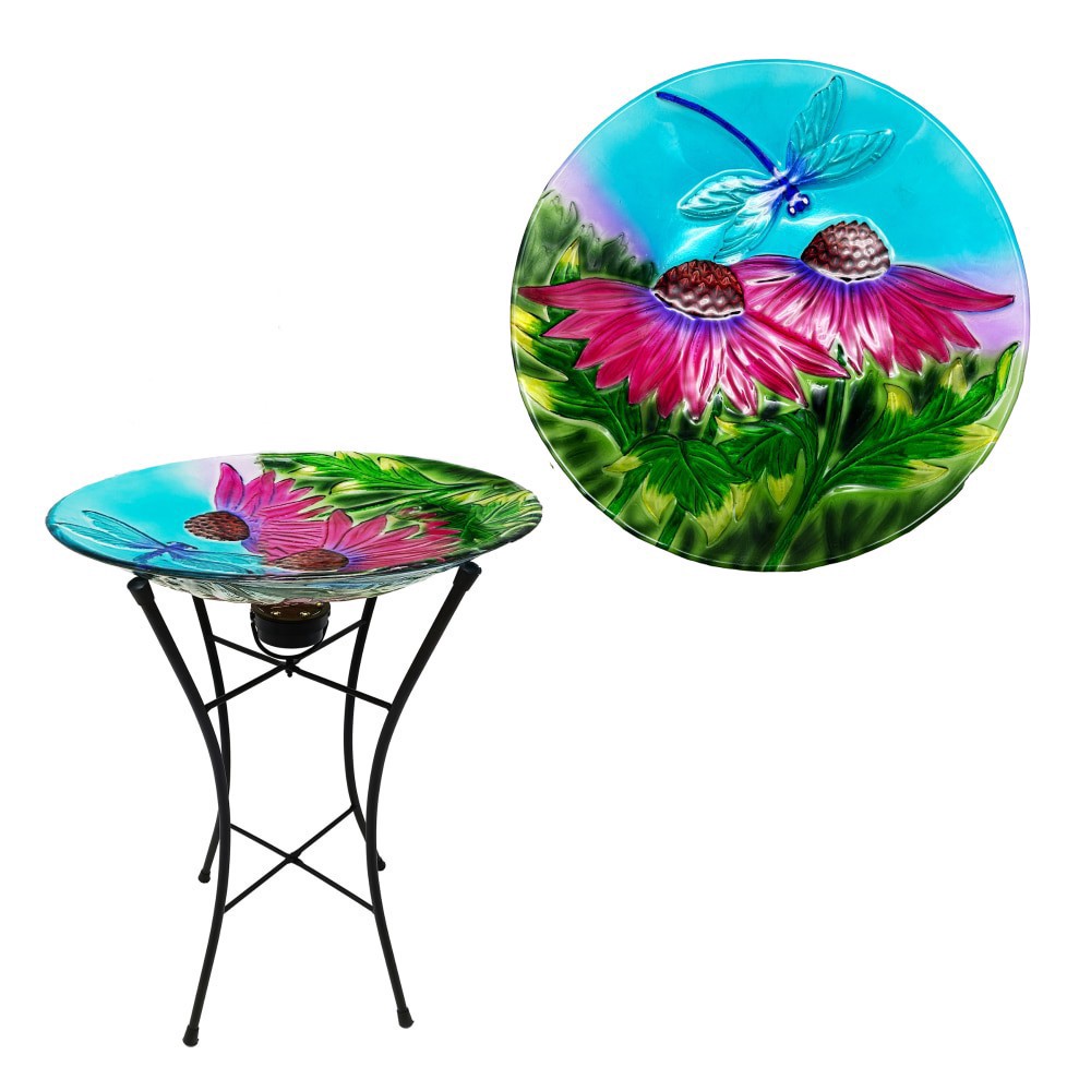slide 1 of 1, Hd Designs Outdoors Handpainted Dragonfly Birdbath, 1 ct