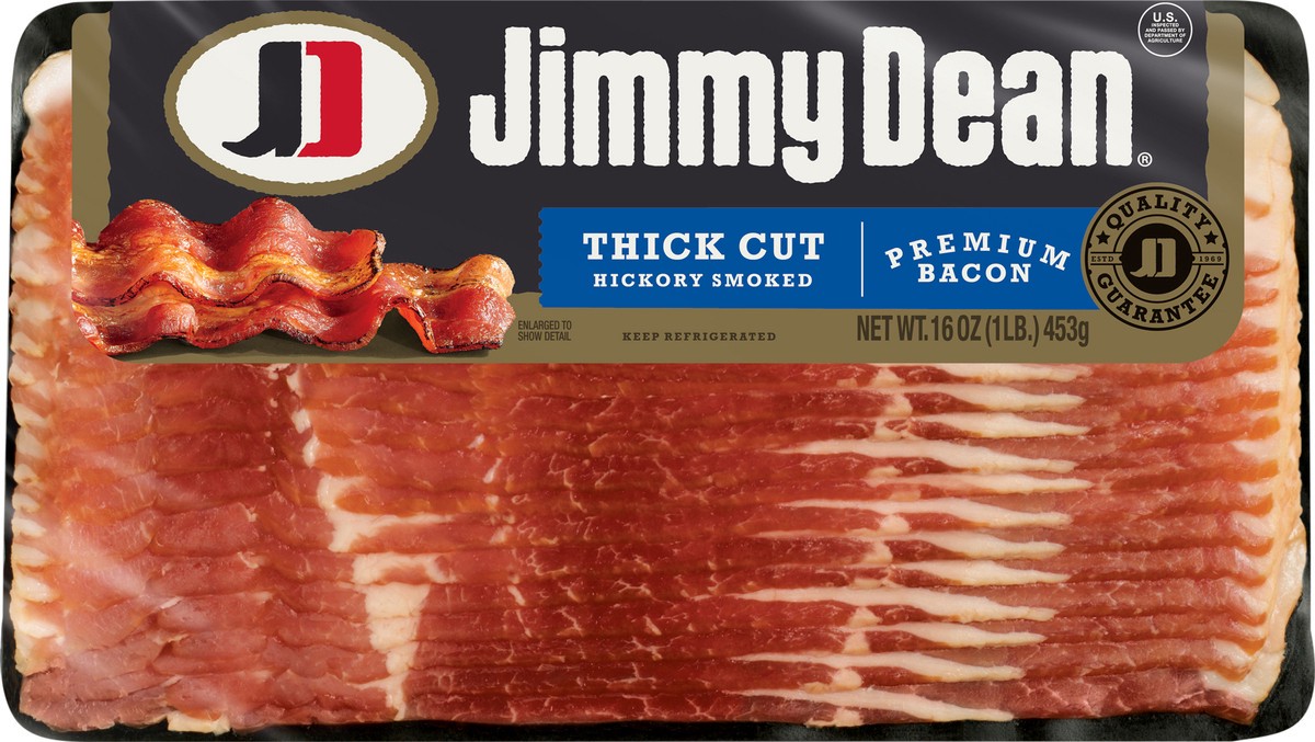 slide 4 of 6, Jimmy Dean Premium Bacon Thick Sliced, 453.59 g