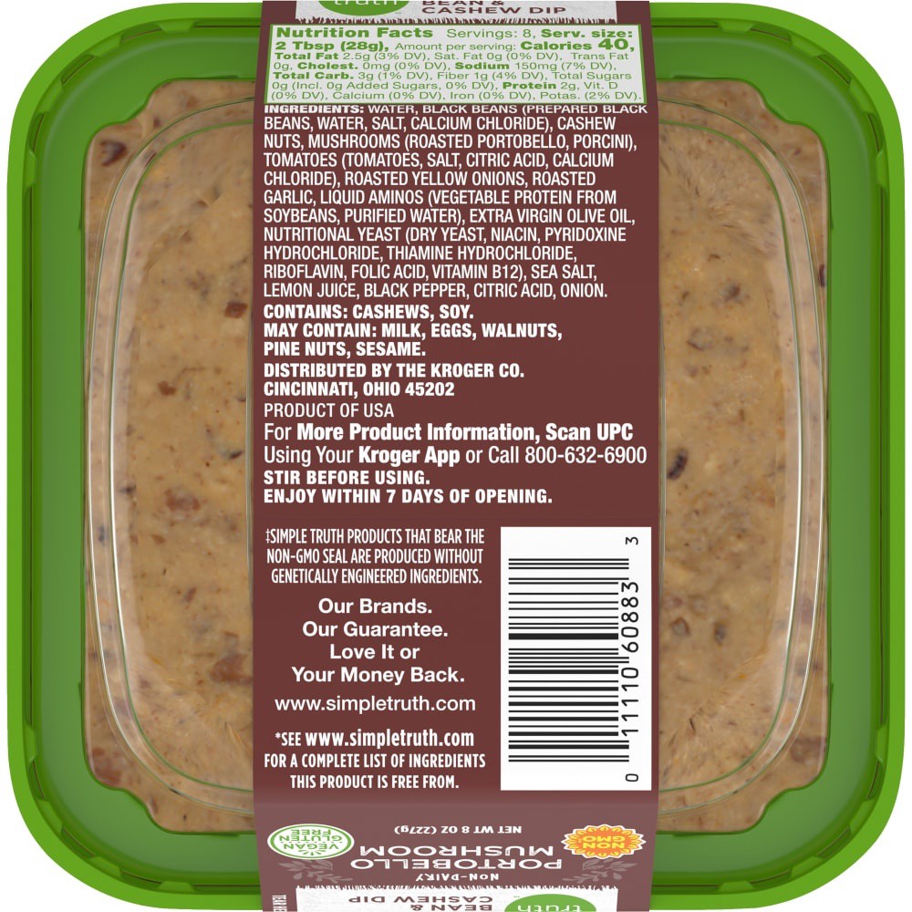 slide 3 of 4, Simple Truth Plant Based Portobello Mushroom Bean & Cashew Dip, 8 oz