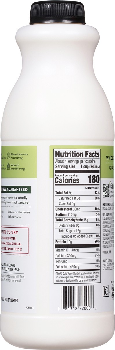 slide 11 of 12, Green Valley Organics Lactose Free Whole Milk Plain Kefir 32 fl oz, 32 fl oz