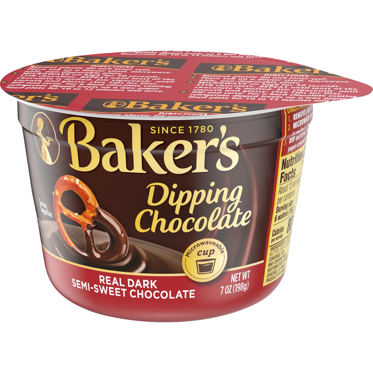 slide 5 of 14, Baker's Real Dark Semi-Sweet Dipping Chocolate, 7 oz Cup, 7 oz