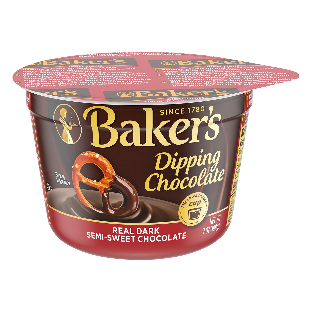 slide 7 of 14, Baker's Real Dark Semi-Sweet Dipping Chocolate, 7 oz Cup, 7 oz