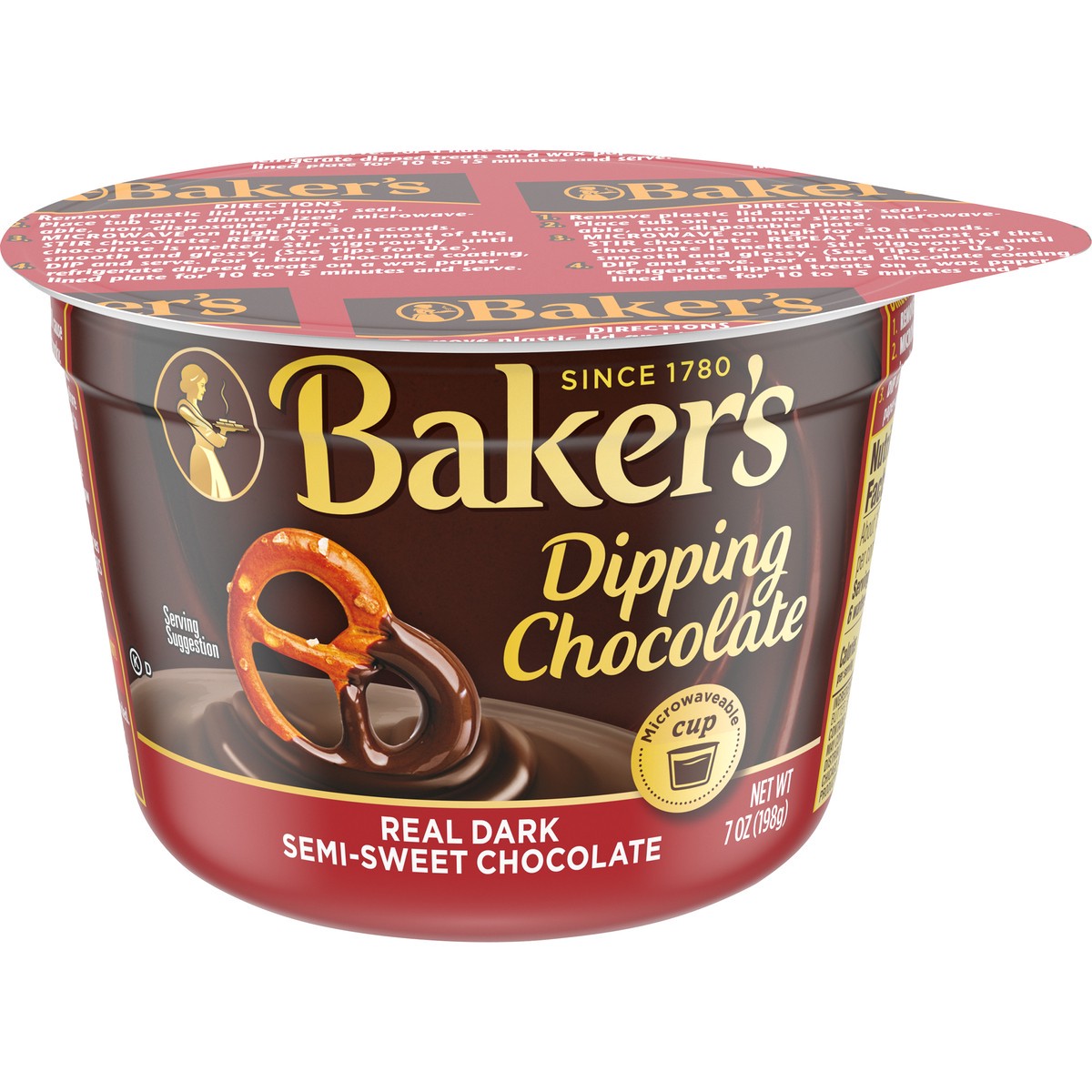 slide 14 of 14, Baker's Real Dark Semi-Sweet Dipping Chocolate, 7 oz Cup, 7 oz