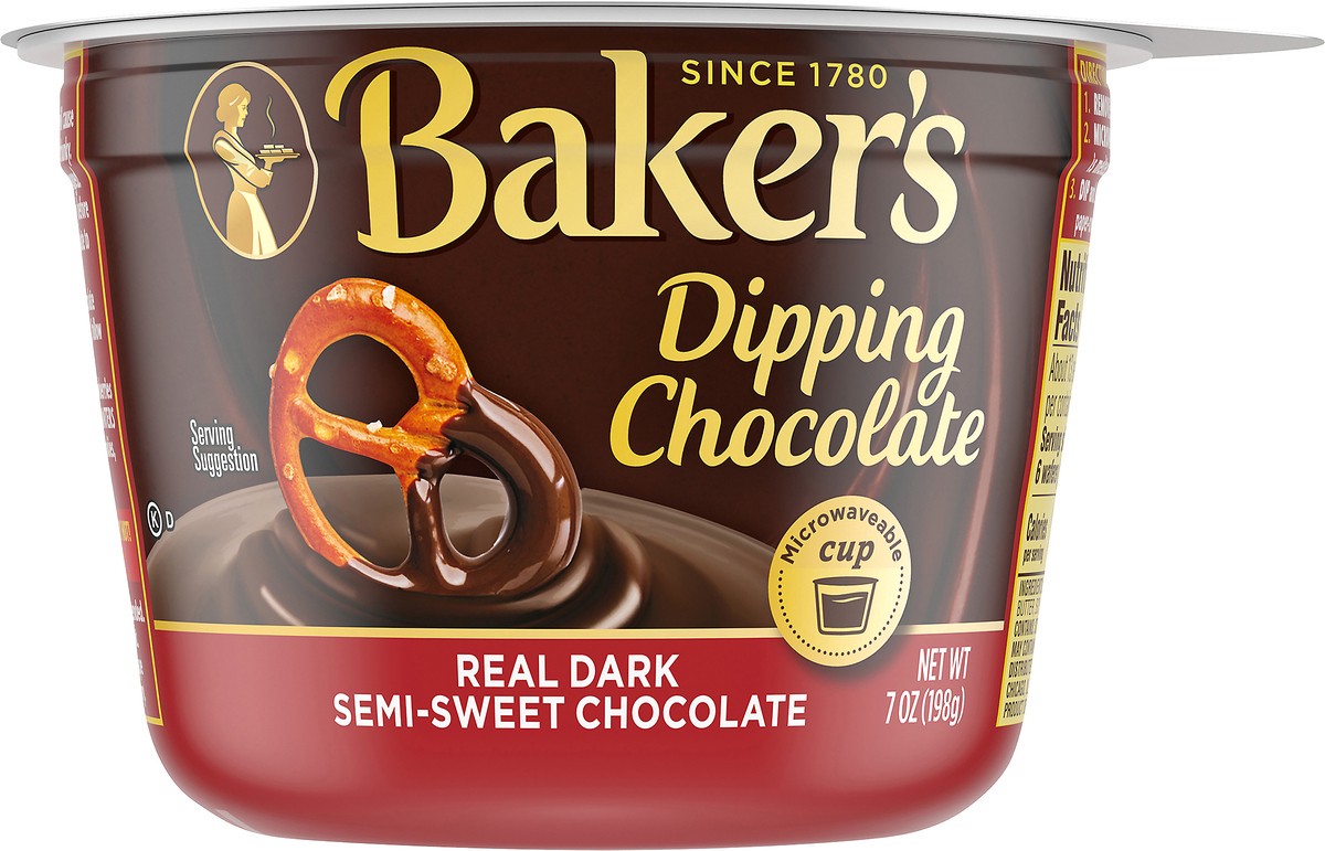 slide 13 of 14, Baker's Real Dark Semi-Sweet Dipping Chocolate, 7 oz Cup, 7 oz