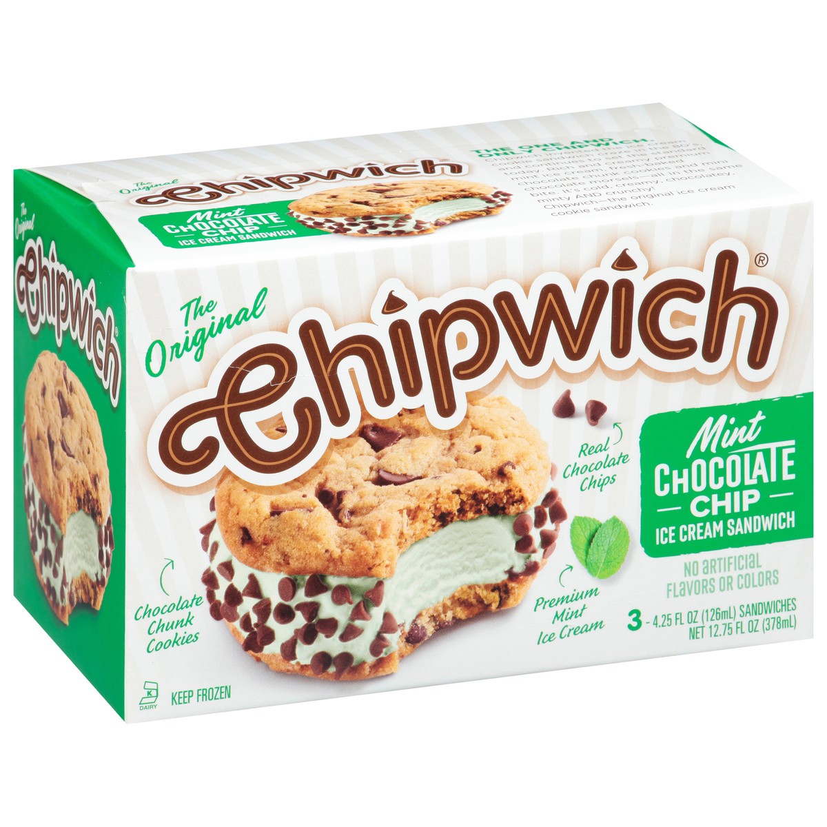 slide 4 of 9, Chipwich Thin Mints Ice Cream Cookie Sandwiches 3 - 4.25 fl oz Sandwiches, 3 ct