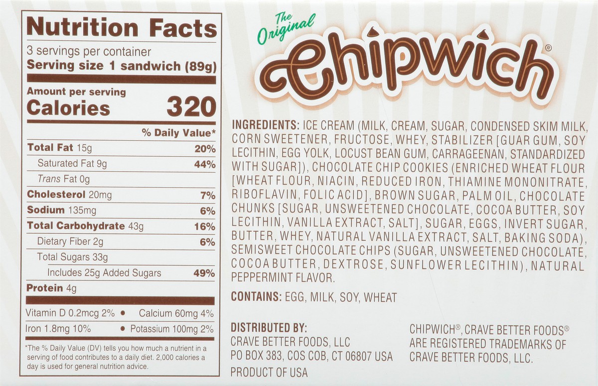 slide 6 of 9, Chipwich Thin Mints Ice Cream Cookie Sandwiches 3 - 4.25 fl oz Sandwiches, 3 ct
