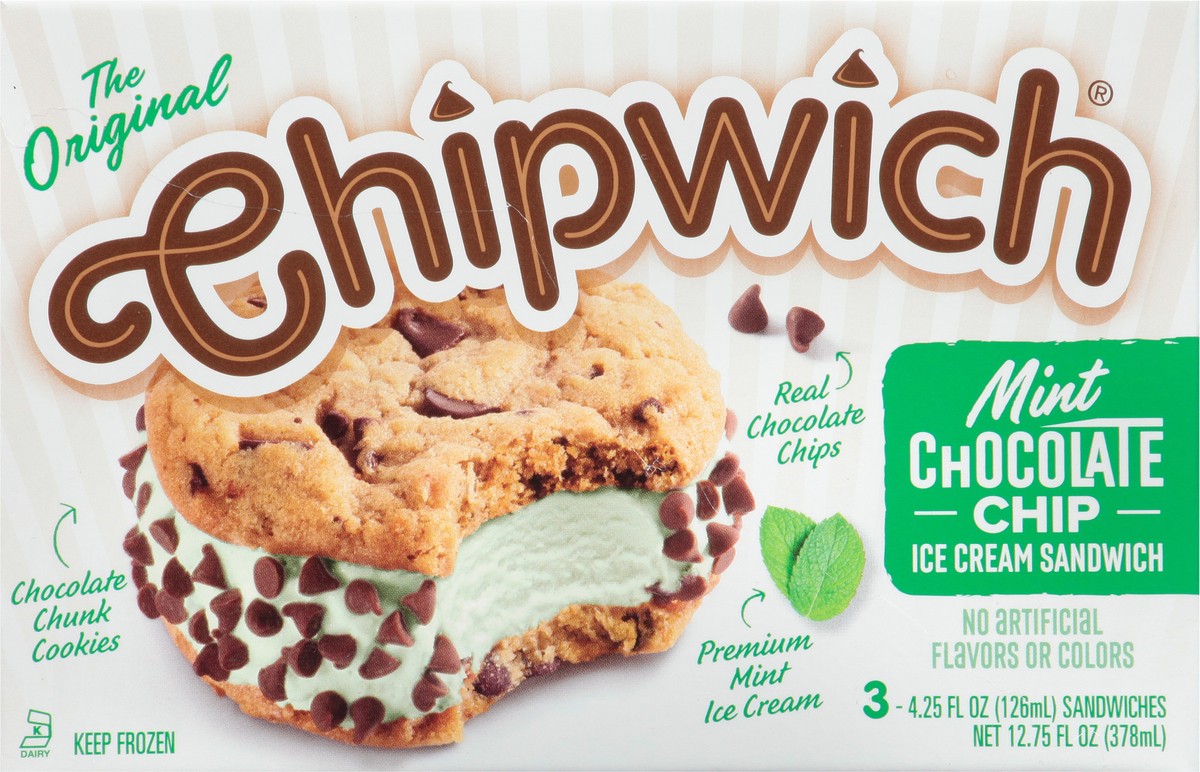 slide 3 of 9, Chipwich Thin Mints Ice Cream Cookie Sandwiches 3 - 4.25 fl oz Sandwiches, 3 ct