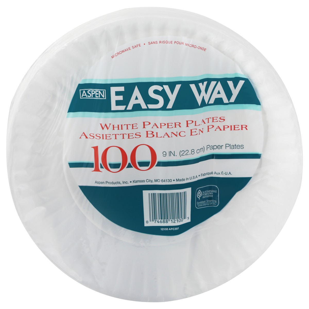 slide 1 of 1, Aspen Easy Way 9 Inch White Paper Plates 100 ea Bag, 100 ct