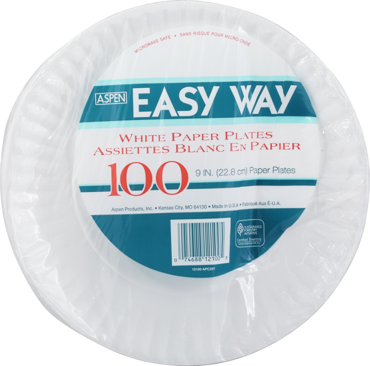 slide 1 of 1, Aspen Easy Way 9 Inch White Paper Plates 100 ea Bag, 100 ct