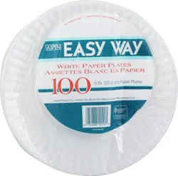 Aspen Easy Way 9 Inch White Paper Plates 100 ea Bag