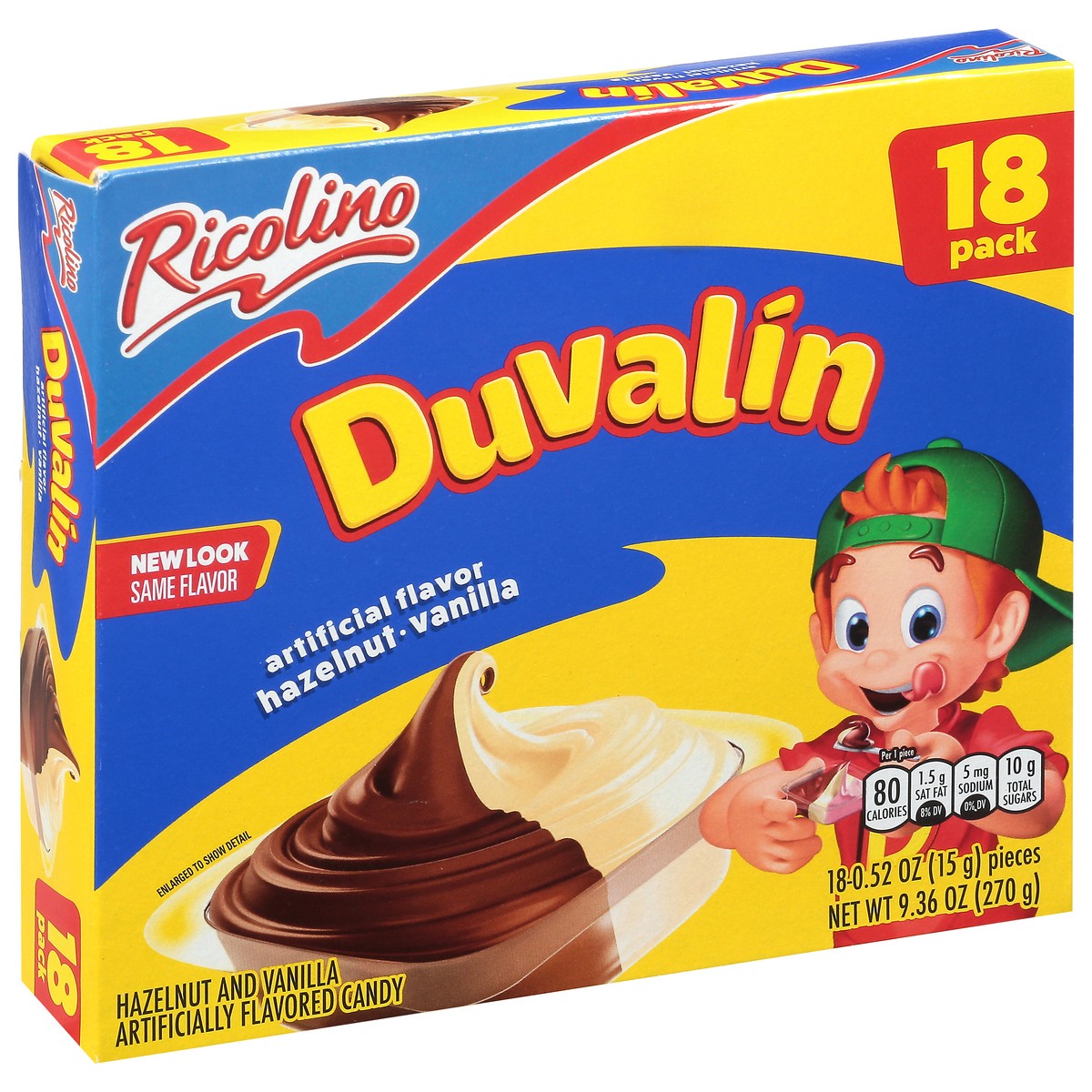 slide 4 of 4, Ricolino Duvalin Hazelnut and Vanilla Candy 18 - 0.52 oz Packs, 9.52 oz
