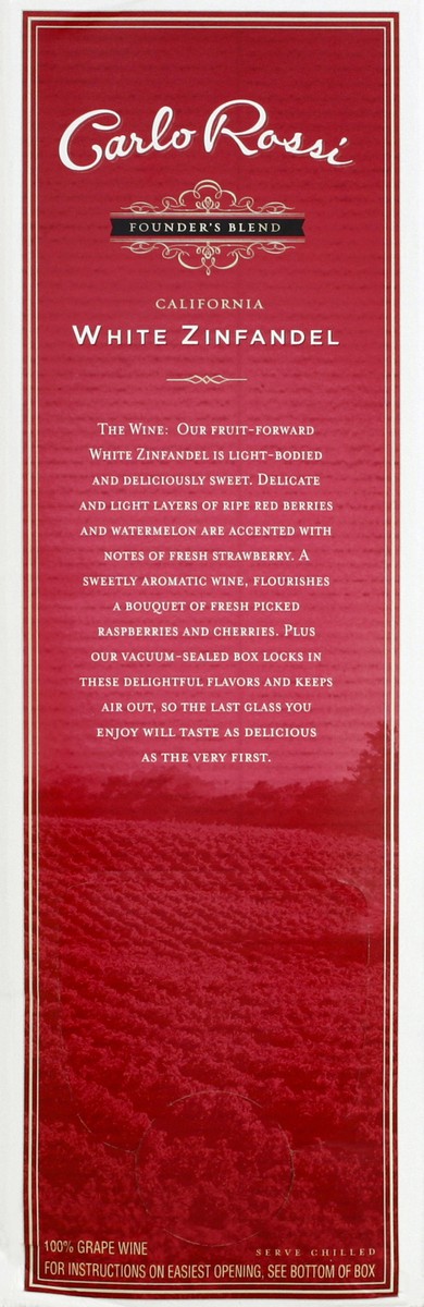 slide 3 of 5, Carlo Rossi White Zinfandel Founders Blend Box, 5 liter