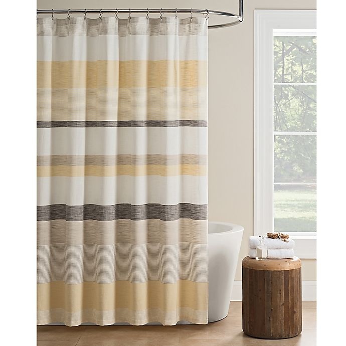 slide 1 of 1, KAS Seneca Stripe Shower Curtain - Yellow, 1 ct