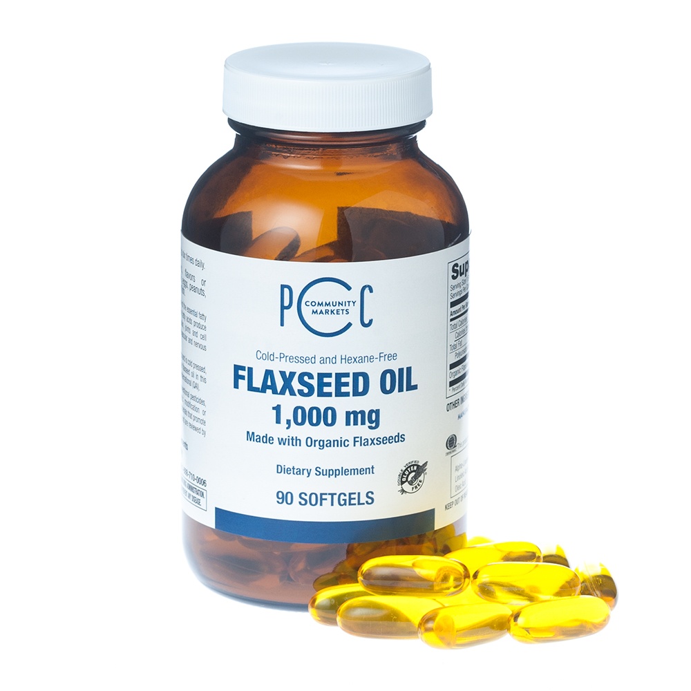 slide 1 of 1, PCC Organic Flax Seed Oil (Softgels), 90 ct