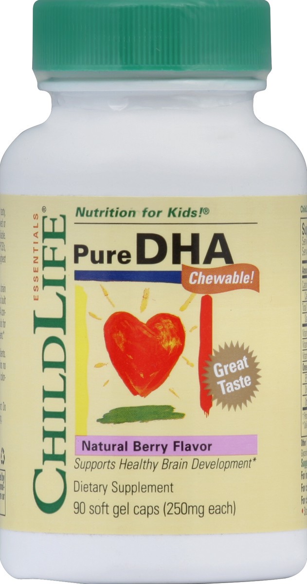 slide 2 of 3, ChildLife Dha, Pure, Natural Berry Flavor, Chewable Soft Gel Caps, 90 bc