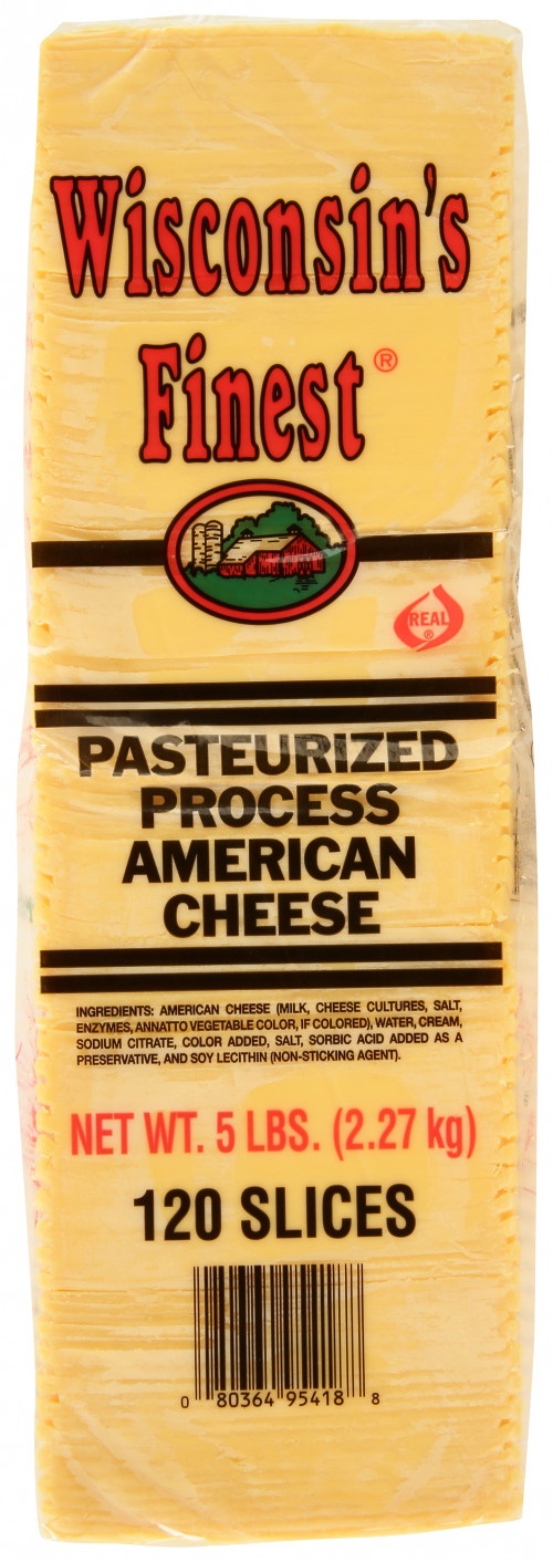 slide 1 of 1, Wisconsin's Finest American Cheese 120 Slices, 5 lb