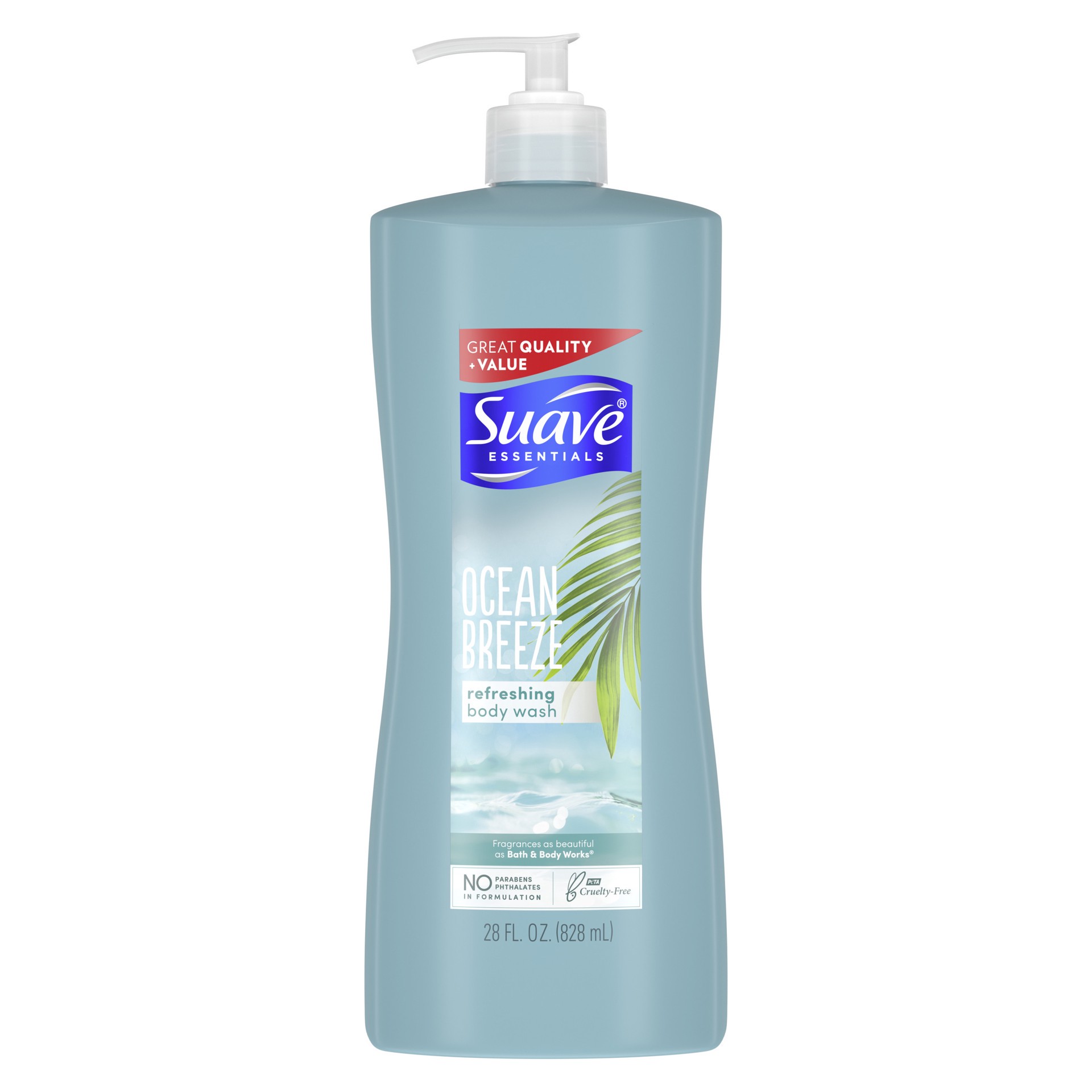 slide 1 of 3, Suave Essentials Body Wash Ocean Breeze, 28 oz, 28 fl oz