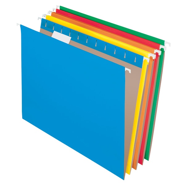 slide 1 of 2, Office Depot Brand Hanging File Folders, Letter Size, 100% Recycled, Assorted Colors, Box Of 25, 25 ct