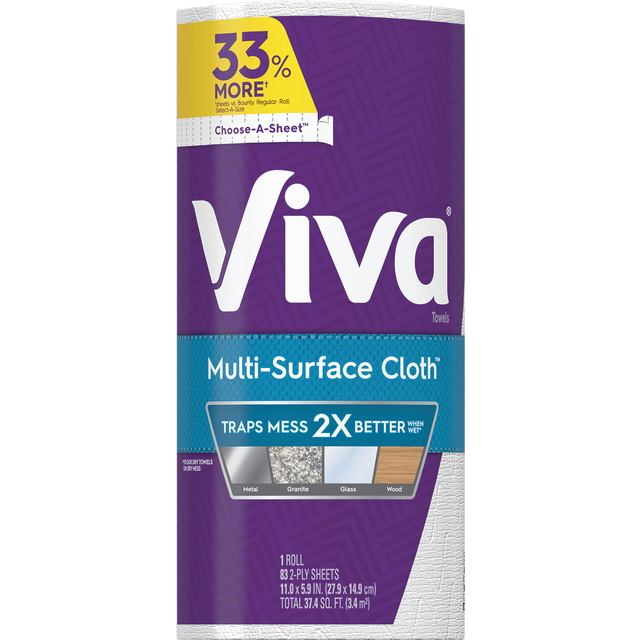 slide 1 of 1, KIMBERLY CLARK Viva Multi Surface Cloth Cas Single, 83 sht