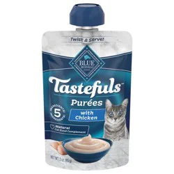 Blue Buffalo Tastefuls Adult Cat Natural Purées, Chicken 3-oz Resealable Twist Cap Pouch