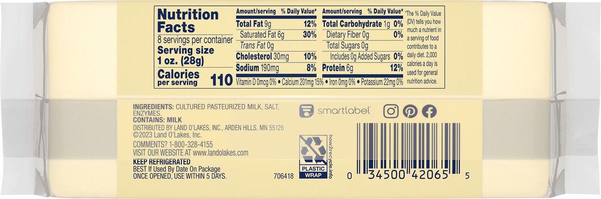 slide 3 of 9, Land O'Lakes Extra Sharp White Cheddar Cheese Chunk, 8 oz