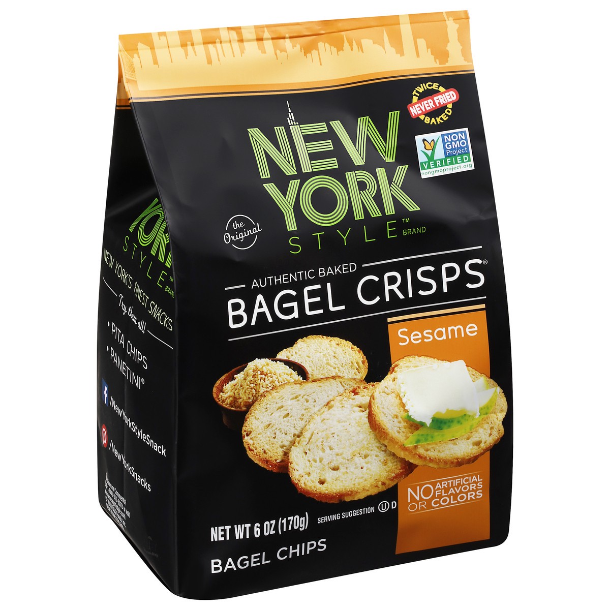 slide 3 of 9, New York Style Sesame Bagel Chips 6 oz, 6 oz