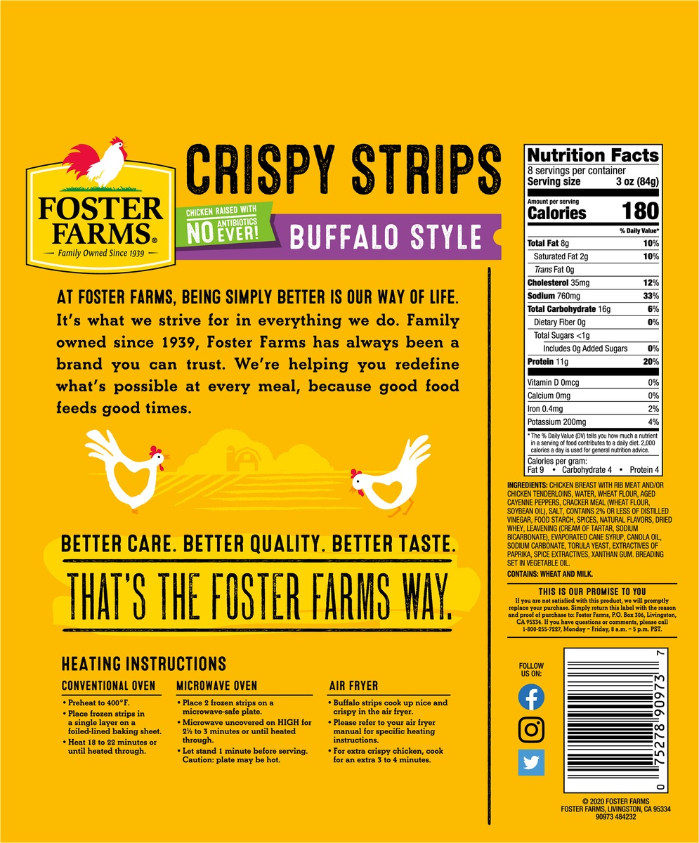 slide 5 of 6, Foster Farms Buffalo Strips, 24 oz