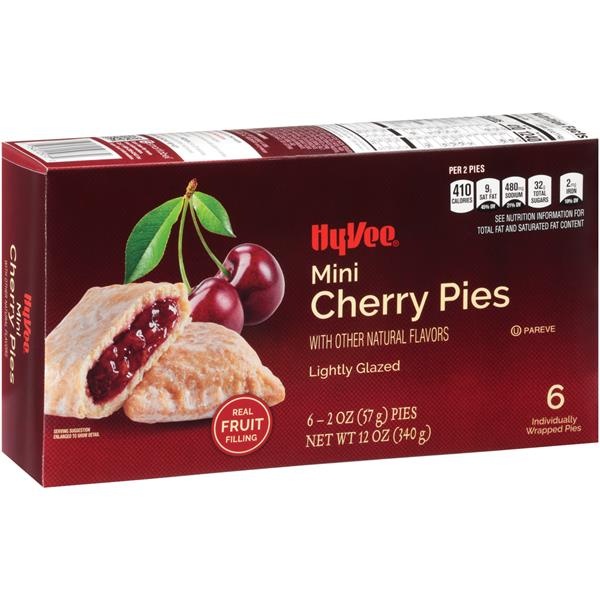 slide 1 of 1, HyVee Lightly Glazed Mini Cherry Pies, 12 oz