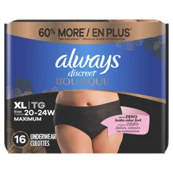 Always Discreet Boutique Maximum L/XL (20-24 w) Underwear (60-125 lbs) 16 Each