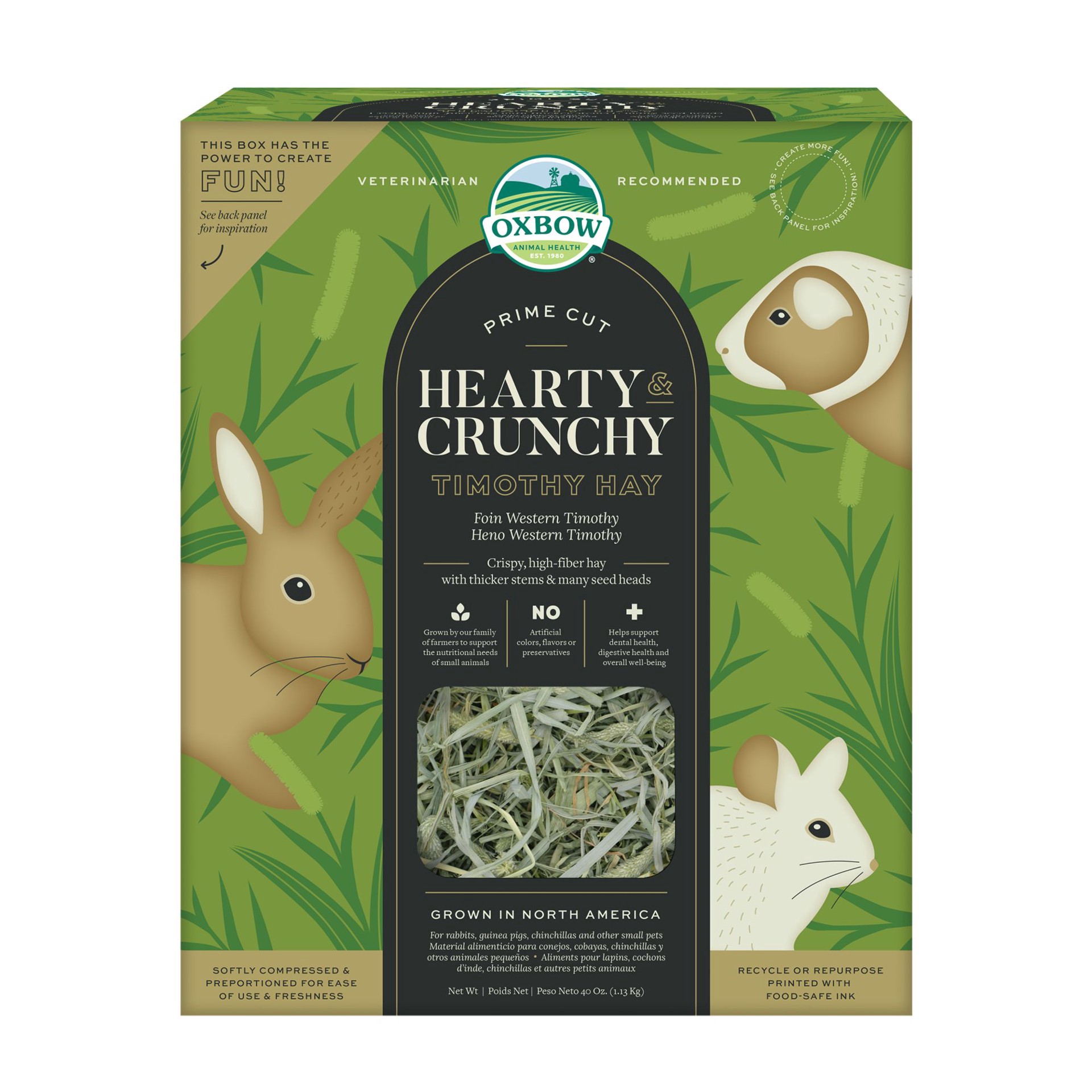 slide 1 of 1, Oxbow Hearty/Crunchy Timothy Hay, 40 oz