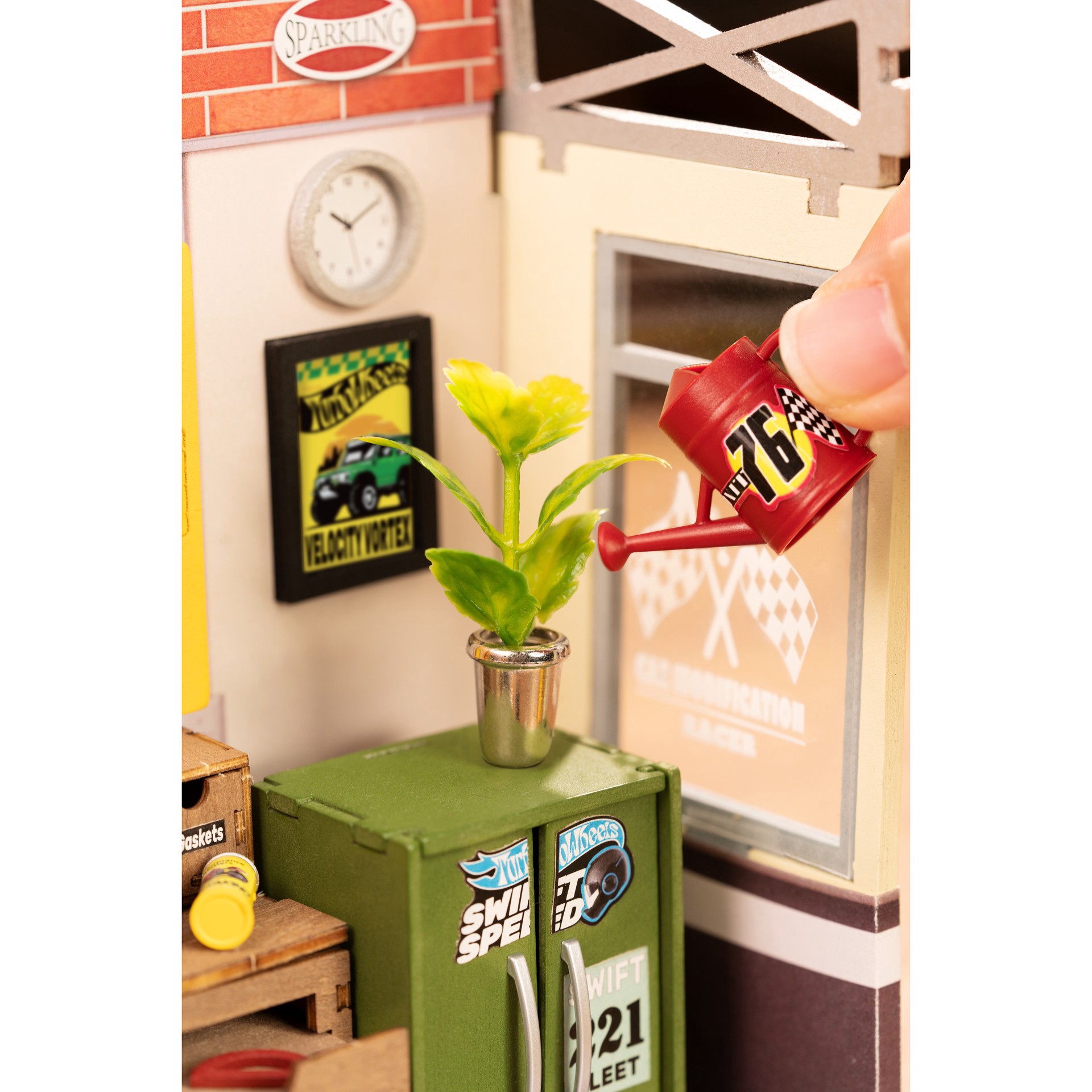 slide 4 of 12, Robotime Rolife Garage Workship Diy Miniature House Kit, 6.73 in x 5.87 in x 9.45 in