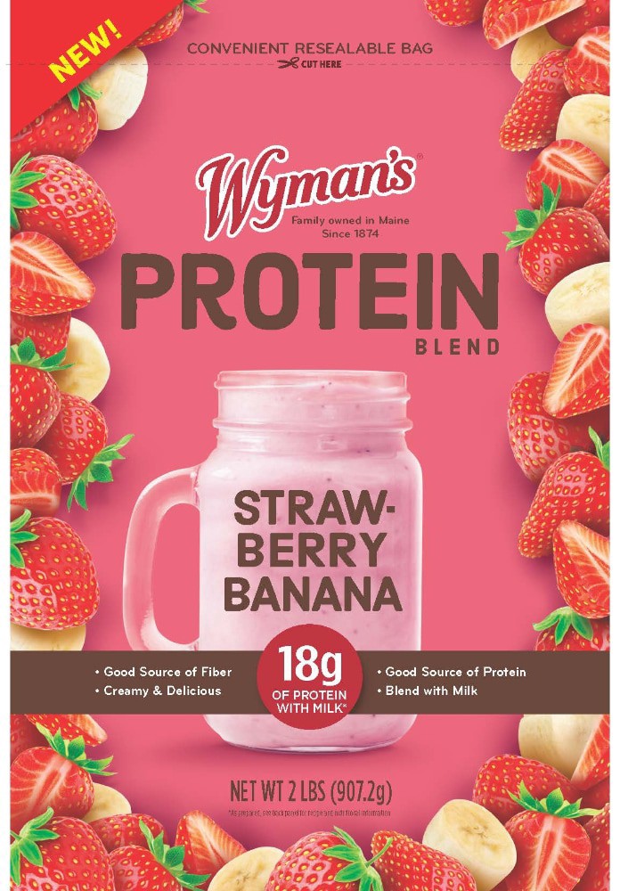 slide 1 of 2, Wyman's Protein Blend - Strawberry Banana, 2 lb