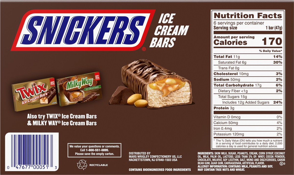 slide 6 of 7, Snickers Ice Cream Bars - 12oz/6ct, 12 fl oz