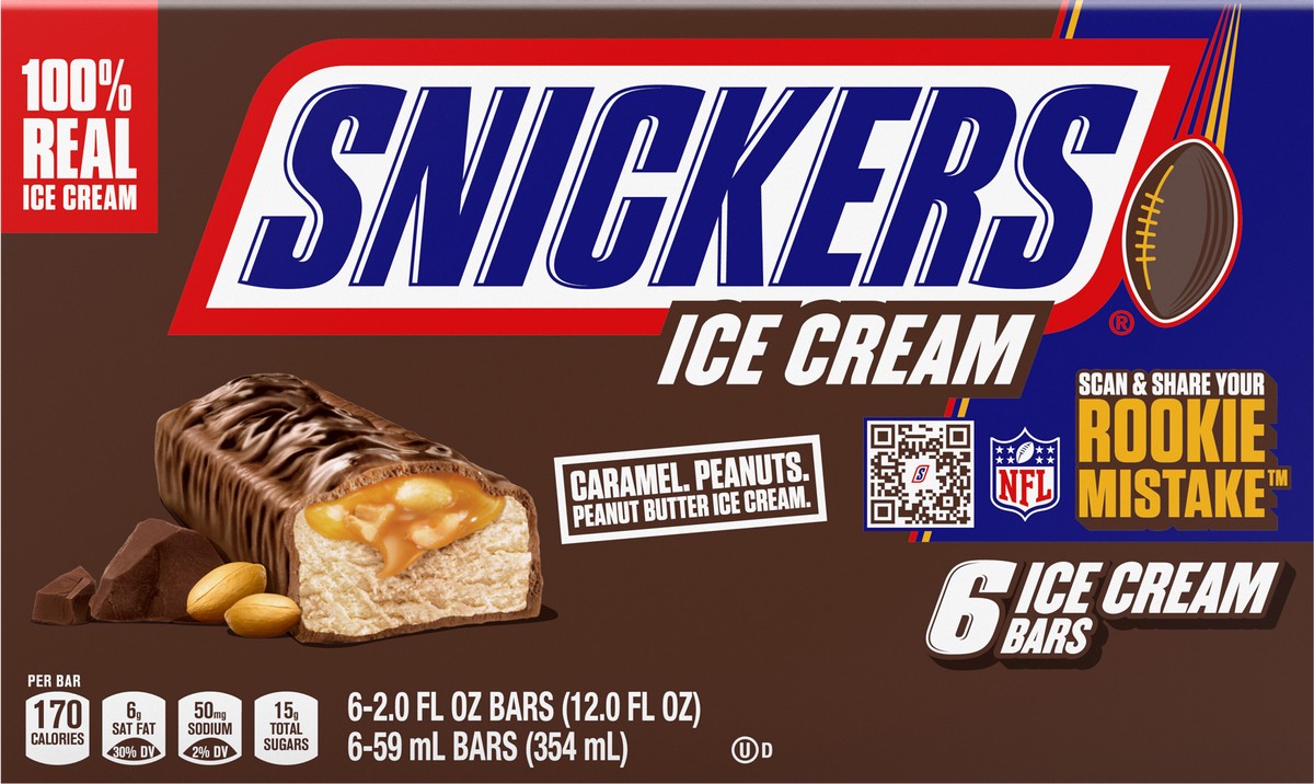 slide 3 of 7, Snickers Ice Cream Bars - 12oz/6ct, 12 fl oz