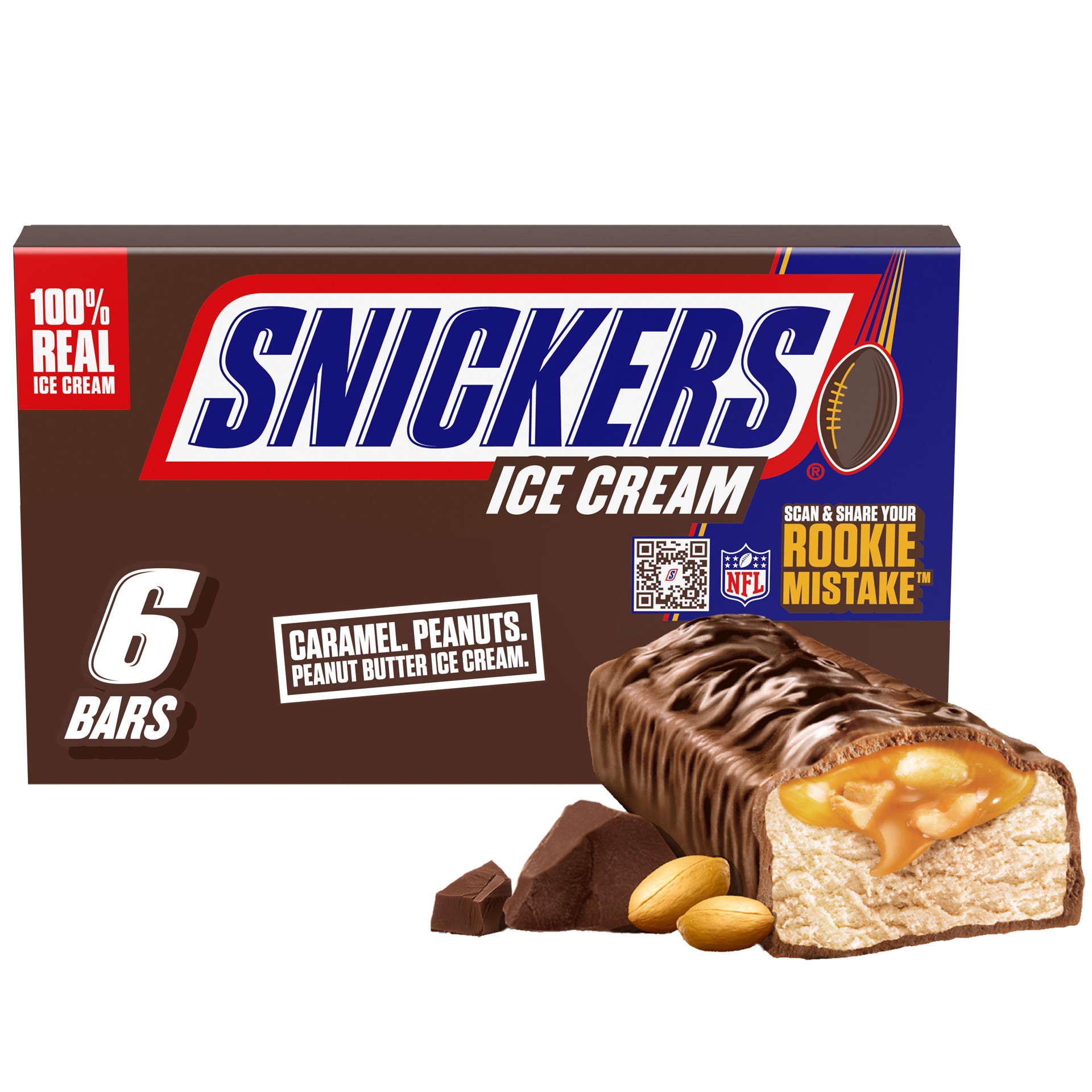 slide 1 of 7, SNICKERS Peanut Butter Ice Cream Bars, 6 Pack Box, 12 fl oz