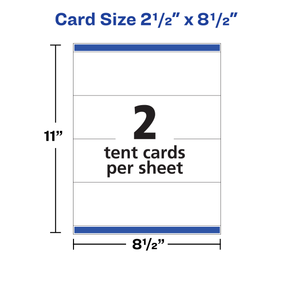 slide 2 of 7, Avery Inkjet/Laser Tent Cards, Embossed, FSC Certified, White, 100 ct; 2 1/2 in x 8 1/2 in
