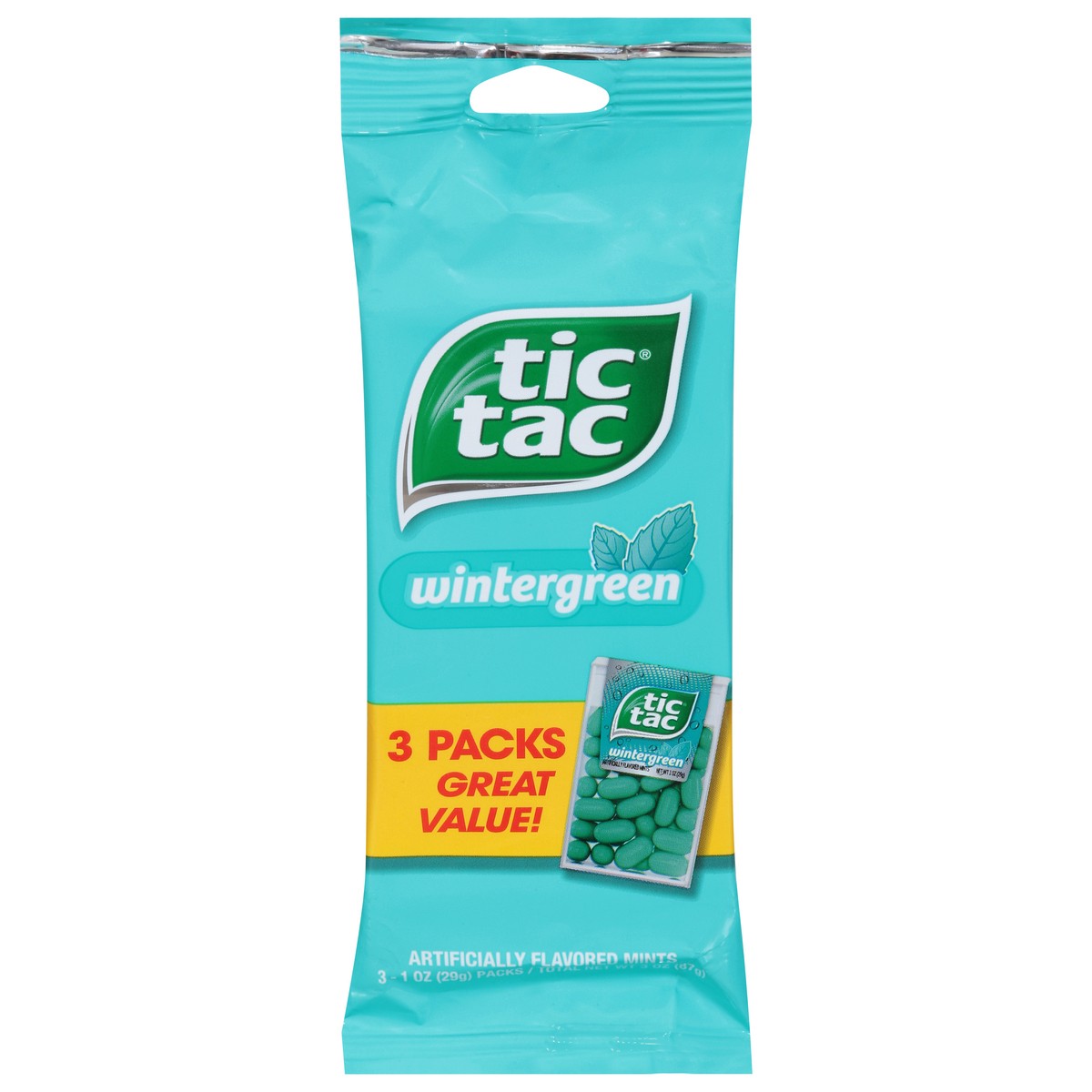 slide 7 of 11, Tic Tac Great Value Wintergreen Mints 3 Packs, 3 ct