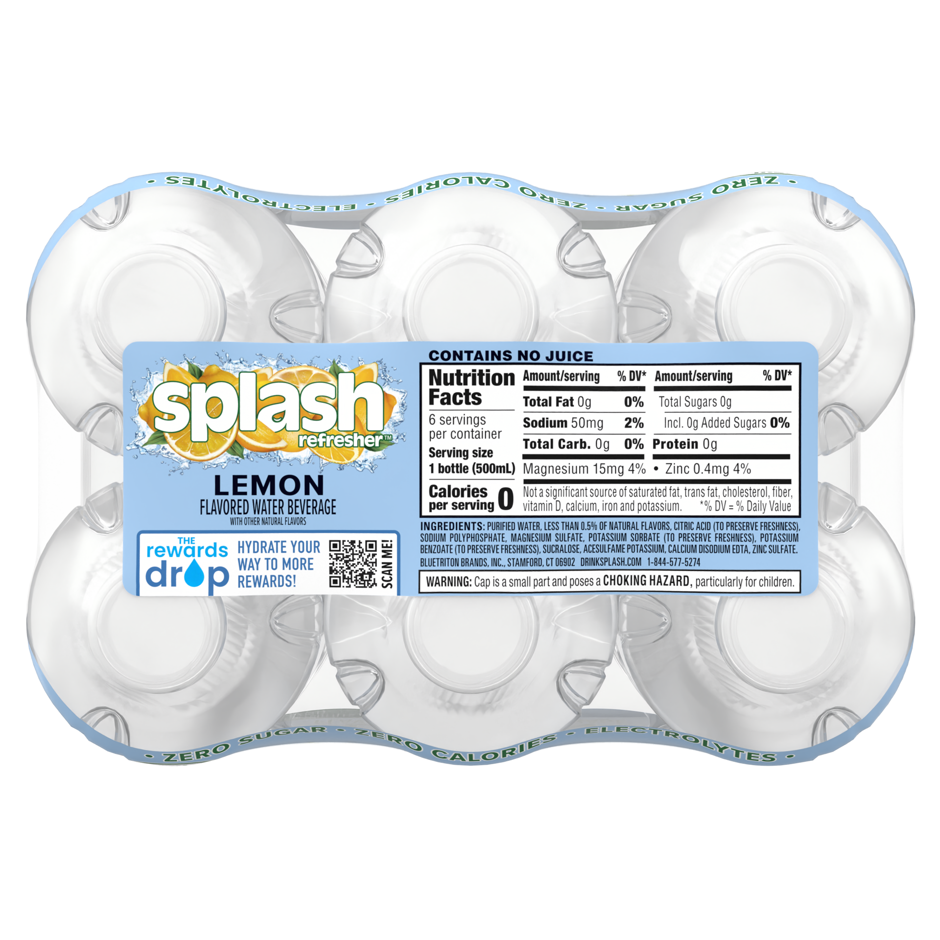 slide 2 of 4, Splash Blast, Flavored Water Beverage, Lemon Flavor, 16.9 FL OZ Plastic Bottles (6 Count), 16.9 fl oz